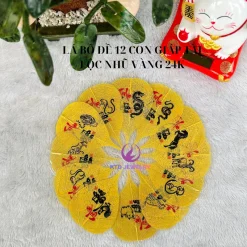Lá Bồ Đề Phong Thủy 12 Con Giáp Tài Lộc Lá Nhũ Vàng 24K - Trang Trí May Mắn